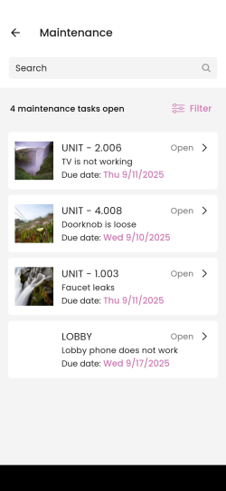 Hotel maintenance task list
